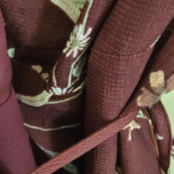 Lulus Wild Winds Burgundy Floral Print High Low Wrap Dress Size S - Picture 10 of 13